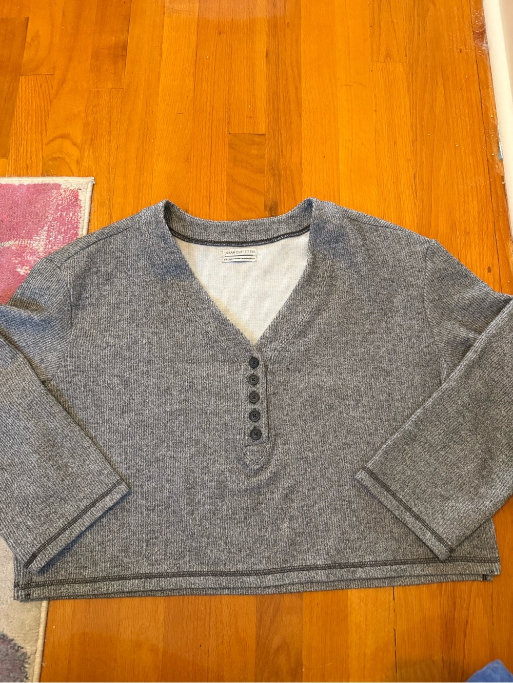 Urban Outfitters Heather Gray V-Neck Henley Sweater